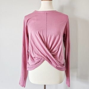 Calia Mauve Long Sleeve Front Twist Crew Neck Active Top NWT